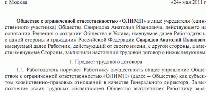 Трудовой договор с директором — единственным учредителем — все о налогах