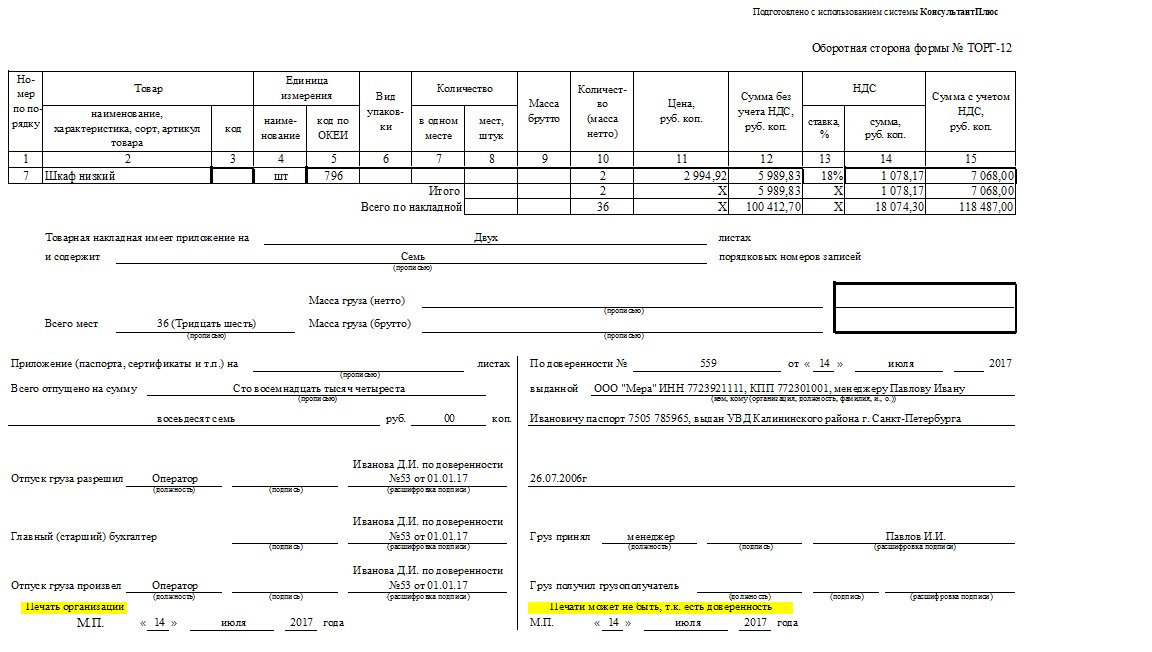 Как заполнить товарную накладную (торг-12) при работе без ндс (образец ...